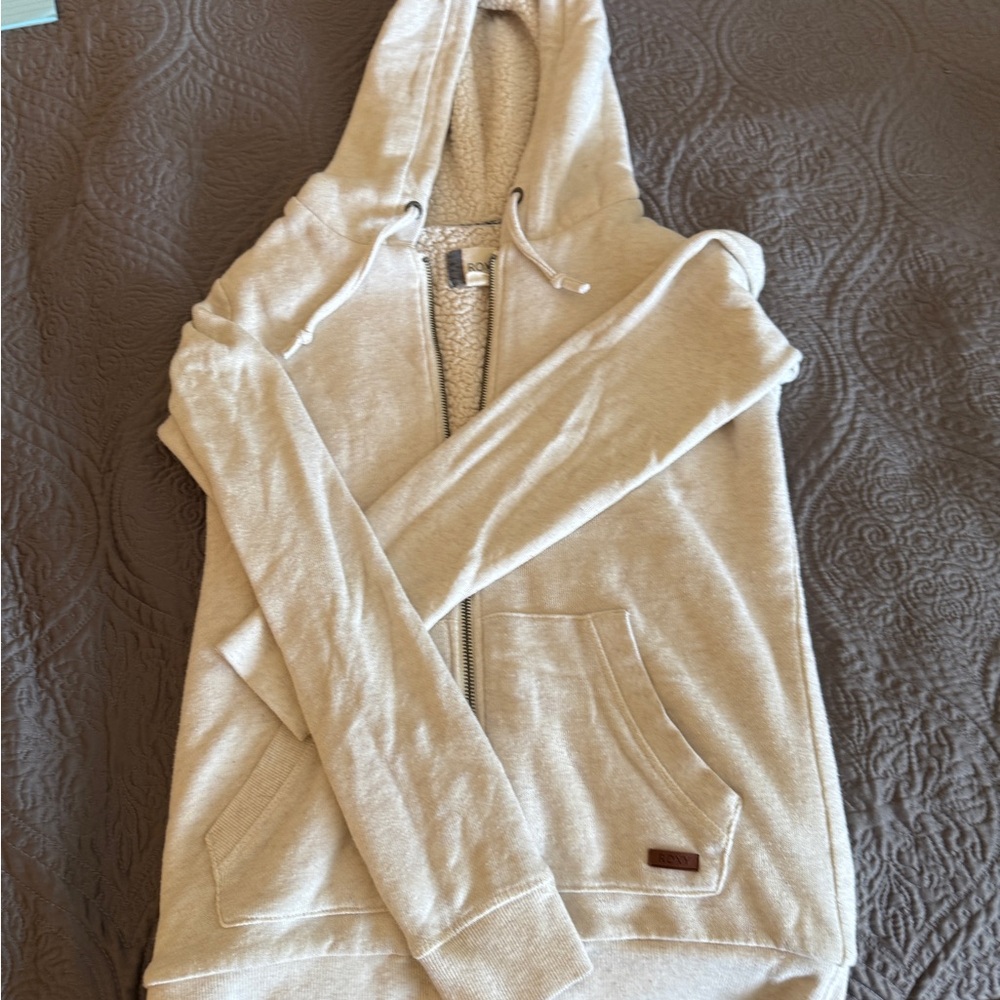 Roxy Cream Hooded Zip-Up Sweater
